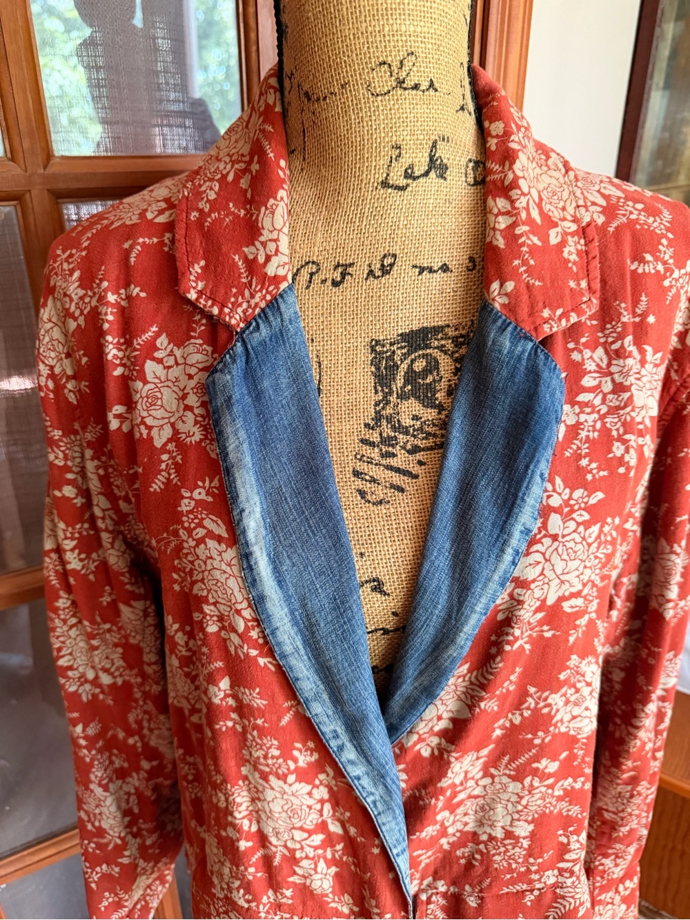 Jades Gypsy Reversible Floral Rust Jean-Trim Women's Jacket